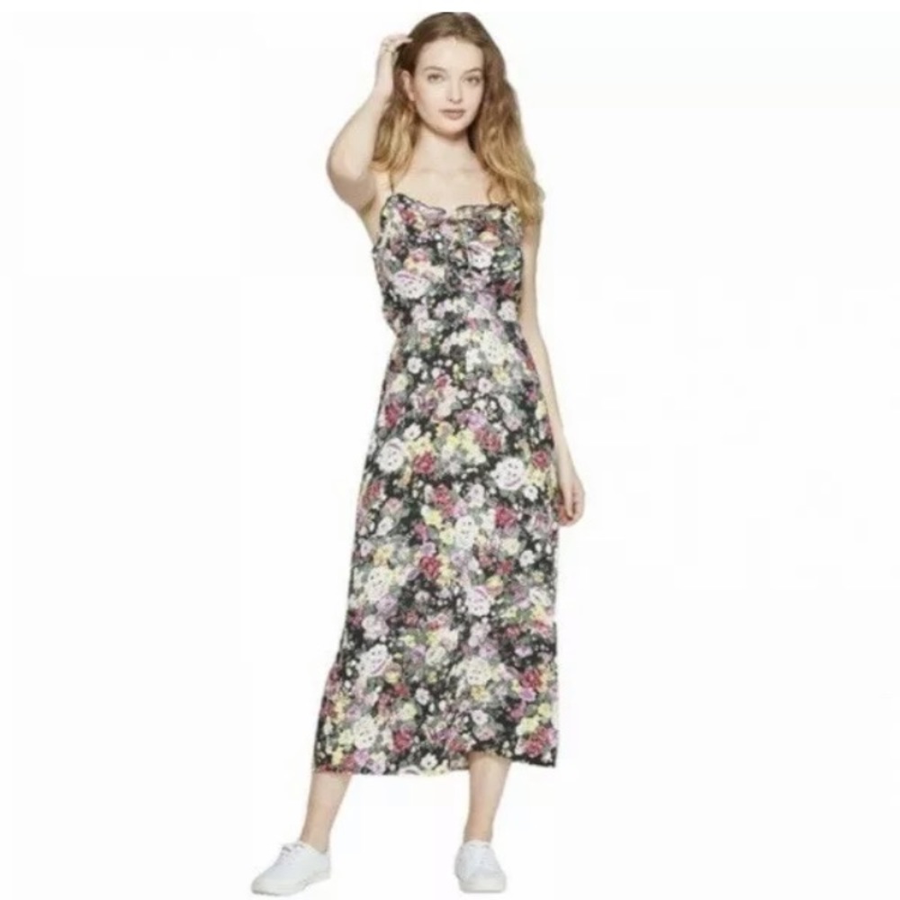 Wild Fable Floral Lace Up Midi Slip Dress XS NWT
